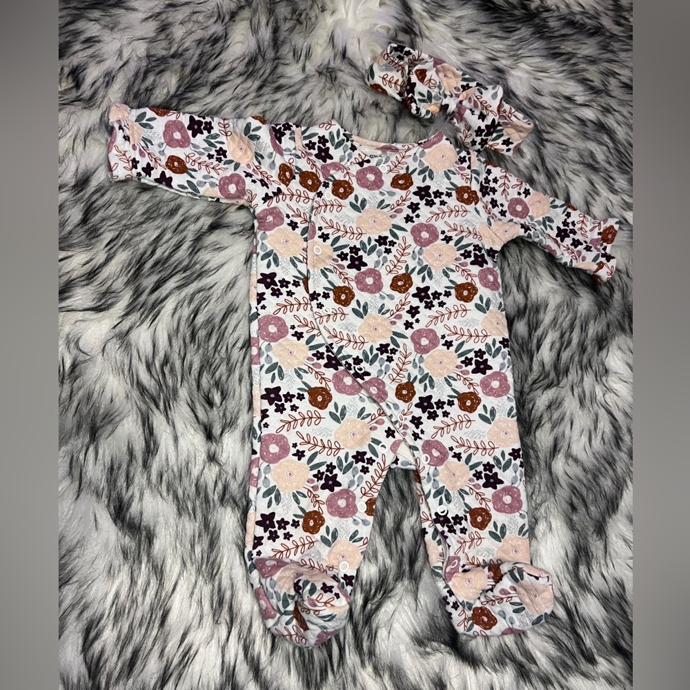 Chick Pea Floral Bodysuit with Bow 6-9M